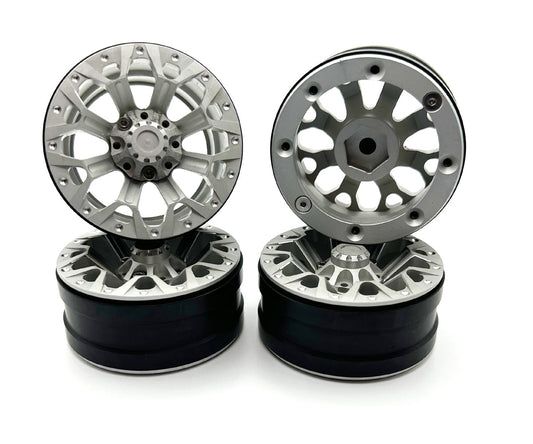Racers Edge - 1.9" Aluminum Beadlock Rims (4pcs) Y Pattern, Silver