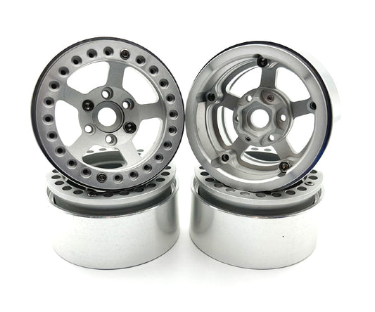 Racers Edge - 1.9" Aluminum Beadlock Rims (4pcs) 5 Star, Silver