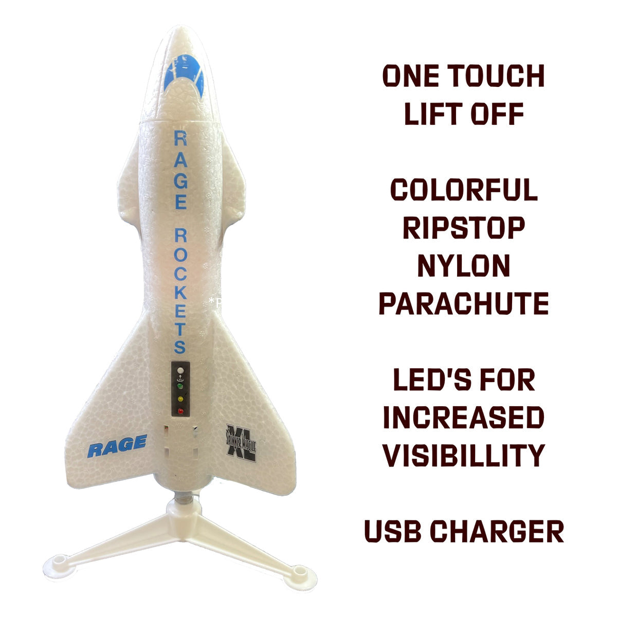 Spinner Missile XL Electric Free-Flight Rocket, White